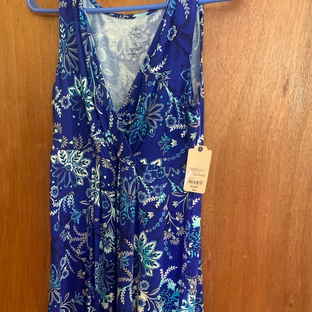 St. John's Bay Floral Print Blue Dress/Cover up New WithTags size M